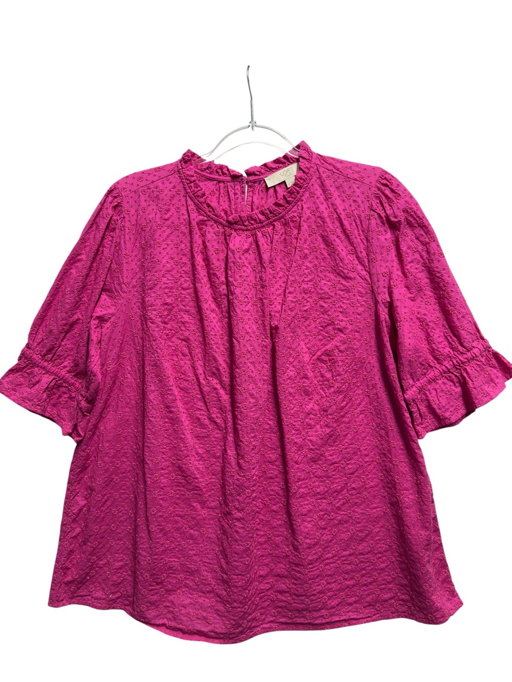 Pure Cotton Embroidered Eyelet Floral Dots Babydoll Peasant Top Blouse